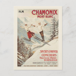 Postal Poster de esquí francés Chamonix Mont Blanc Vintag