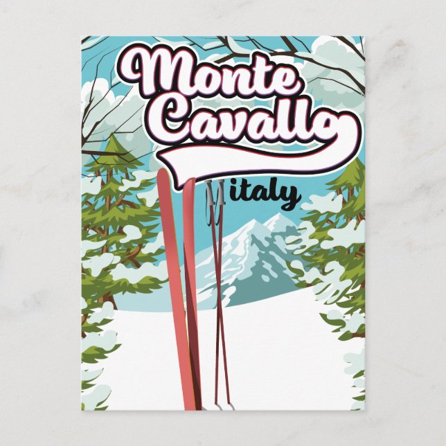 Postal poster de esquí monte cavallo Italy (Anverso)