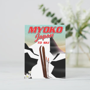 Postal póster de esquí myoko japón
