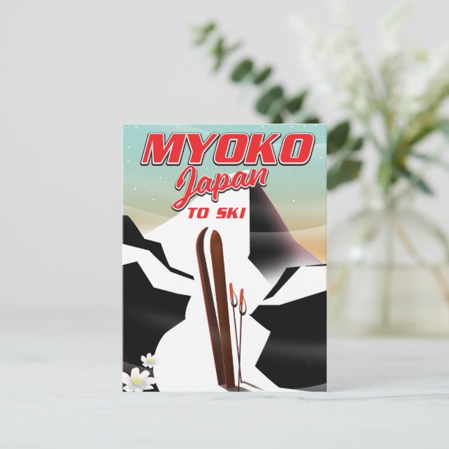 Postal póster de esquí myoko japón (Anverso de pie)