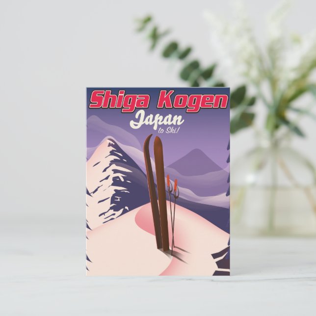 Postal poster de esquí shiga kogen japan (Anverso de pie)
