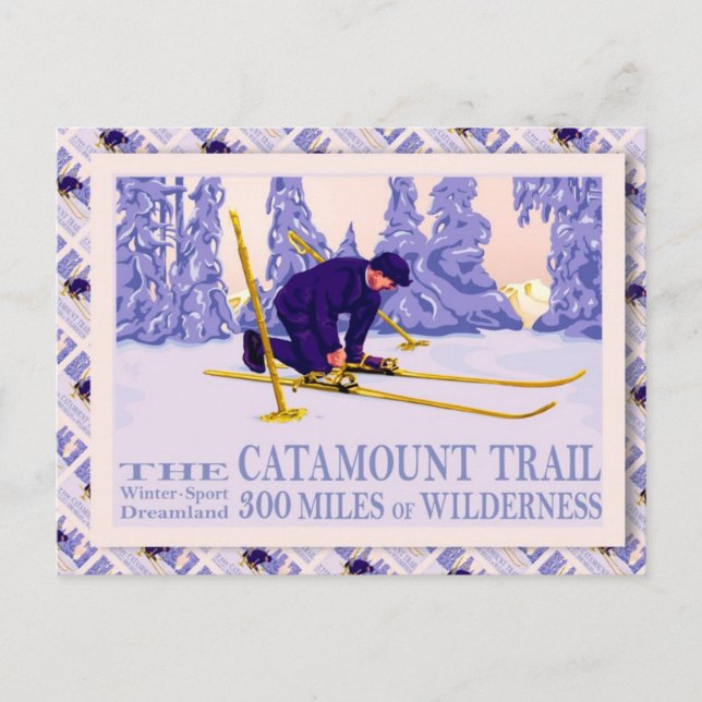 Postal Poster De Esquí Vintage, El Sendero Catamount (Anverso)