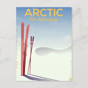 Postal Póster de exploración de aventura de esquí ártico