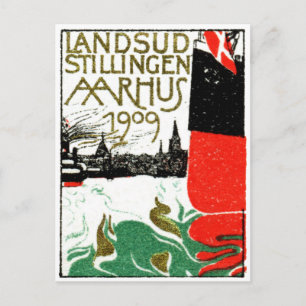 Postal poster de exposición de Aarhus Dinamarca 1909