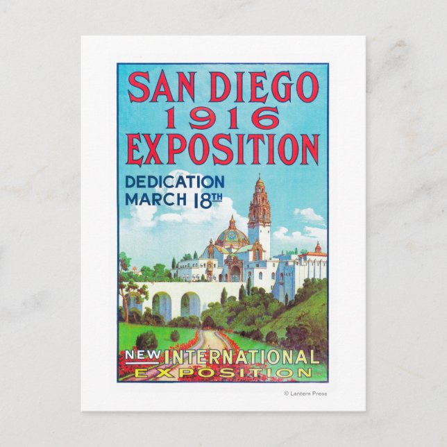 Postal Poster de Exposiciones Internacionales de San Dieg (Anverso)