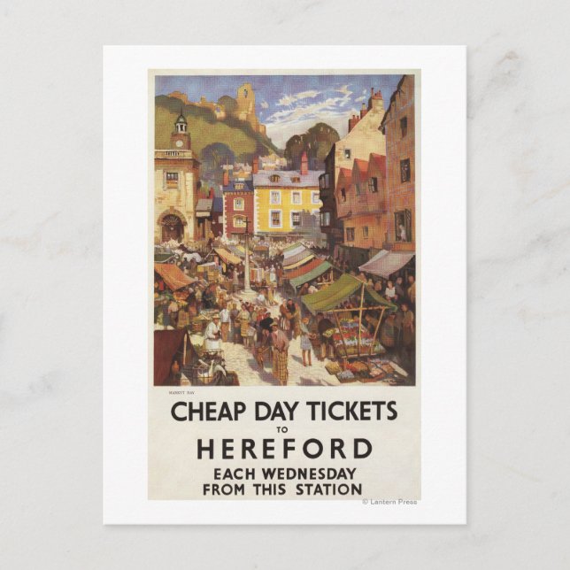 Postal Poster de Ferrocarriles de Escenario de Mercado (Anverso)