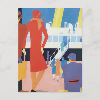 Postal Poster de ferry belga Art Deco