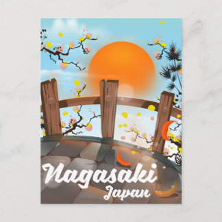Postal Póster de flor japonesa de Nagasaki.