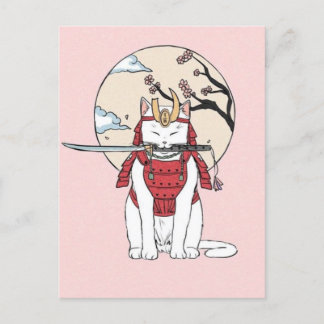 Postal Poster de gatos Sakura Samurai