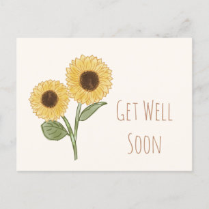 Postal Póster de girasoles mínimos para recuperarse pront