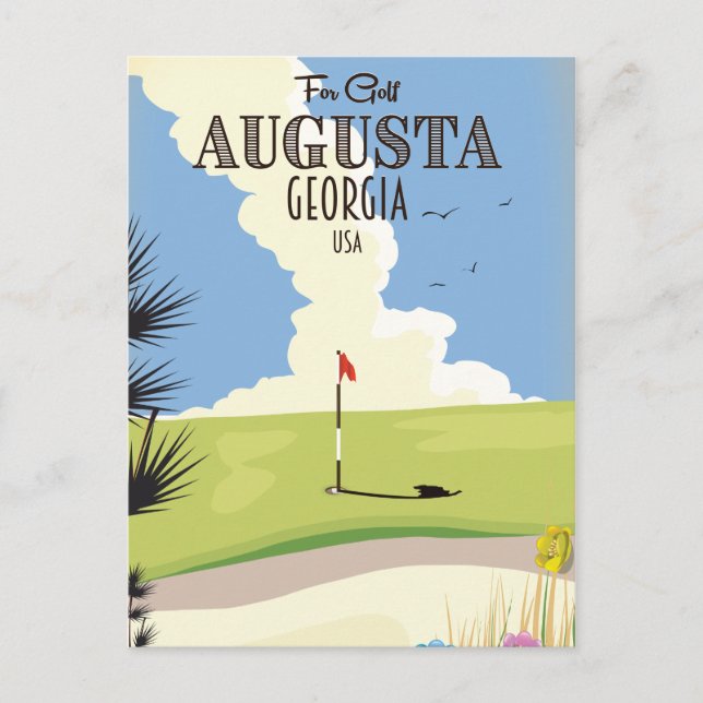 Postal Poster de golf Augusta Georgia (Anverso)