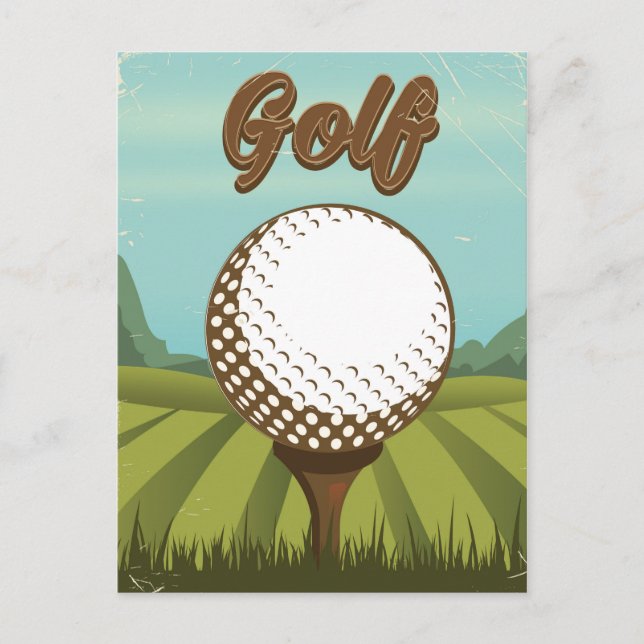 Postal Póster de golf estilo vintage (Anverso)