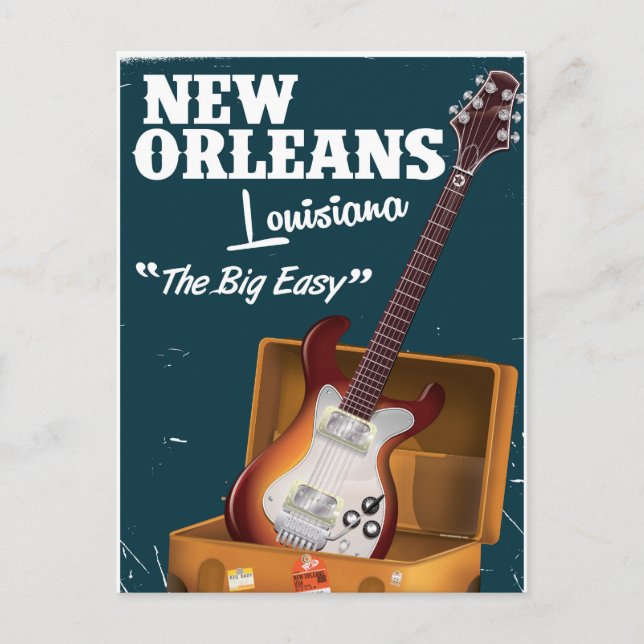 Postal Poster de guitarra eléctrica de Nueva Orleans Loui (Anverso)