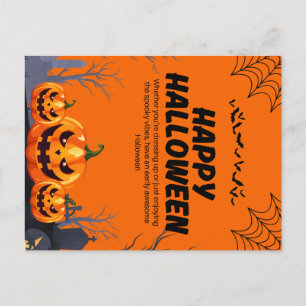 Postal Poster de Halloween Negro y Naranja