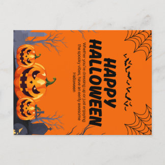 Postal Poster de Halloween Negro y Naranja