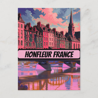 Postal Póster de Honfleur Francia Impresión de Viaje Vint