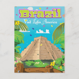 Postal Póster de impresión de dibujos animados de Brasil.