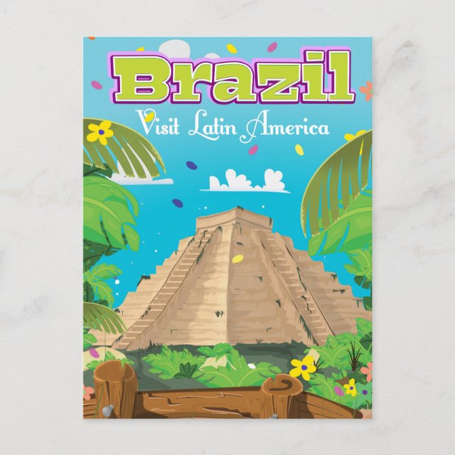 Postal Póster de impresión de dibujos animados de Brasil. (Anverso)