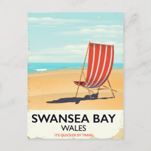 Postal Póster de la bahía de Swansea en Gales junto al ma