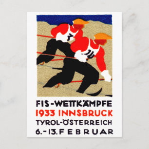 Postal poster de la carrera de esquí de Austria 1933
