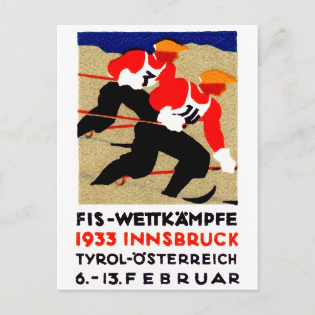 Postal poster de la carrera de esquí de Austria 1933 (Anverso)
