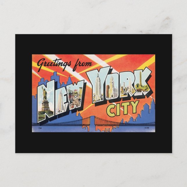 Postal Poster de la ciudad de Nueva York de Postcard Vint (Anverso)