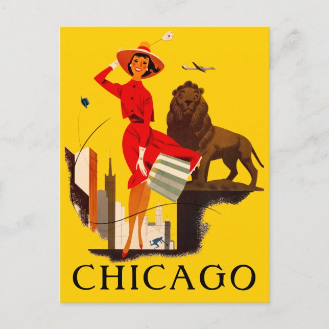 Postal Póster de la Ciudad Ventosa de Chicago (Anverso)