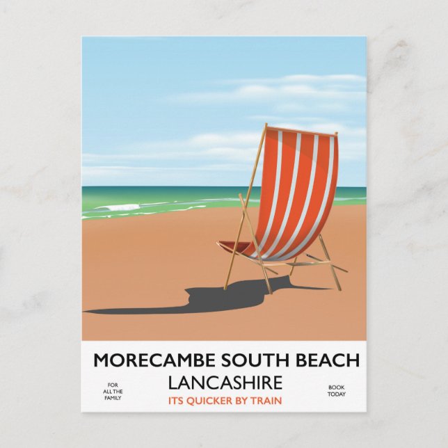 Postal Póster de la costa de Morecambe South Beach Lancas (Anverso)