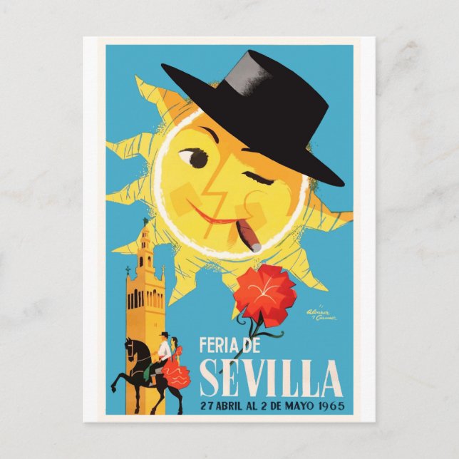 Postal poster de la Feria de Abril de Sevilla 1965 (Anverso)