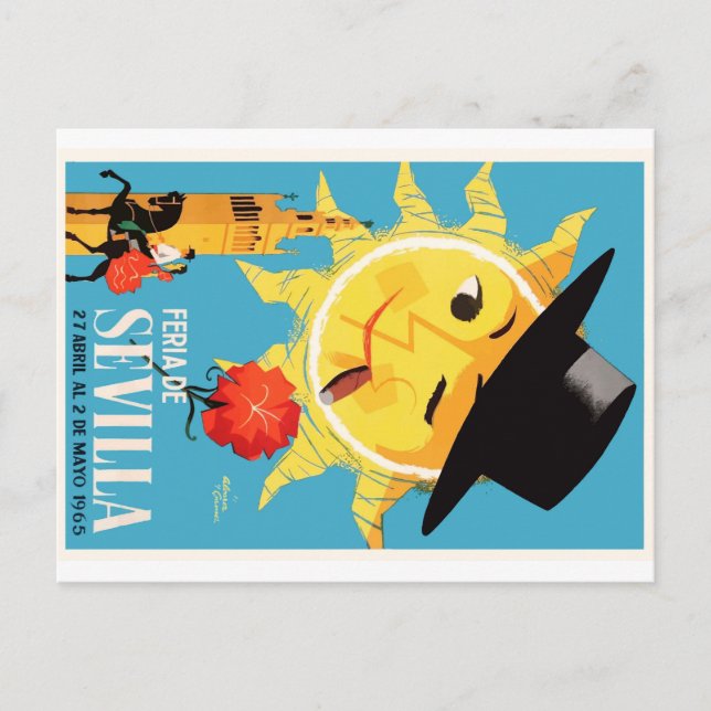 Postal Póster de la Feria de Abril de Sevilla 1965 (Anverso)