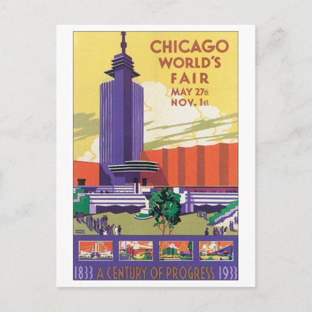 Postal Poster de la Feria Mundial de Chicago en 1933 (Anverso)