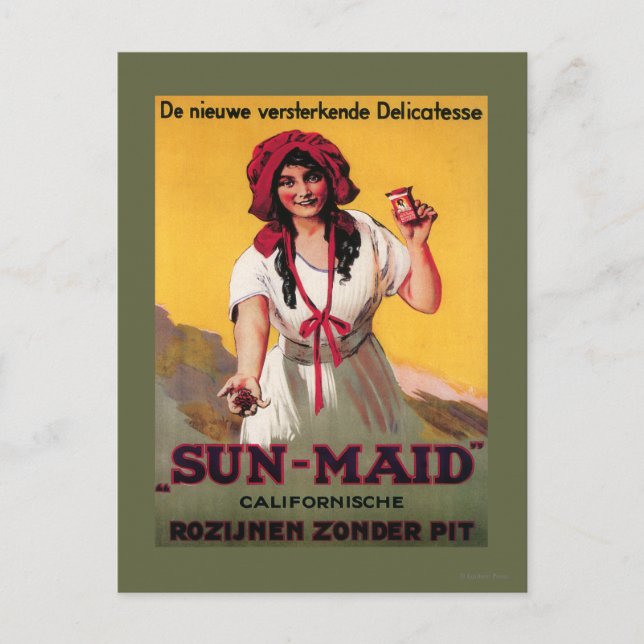 Postal Póster de la pasa de California Sun-Maid (Anverso)