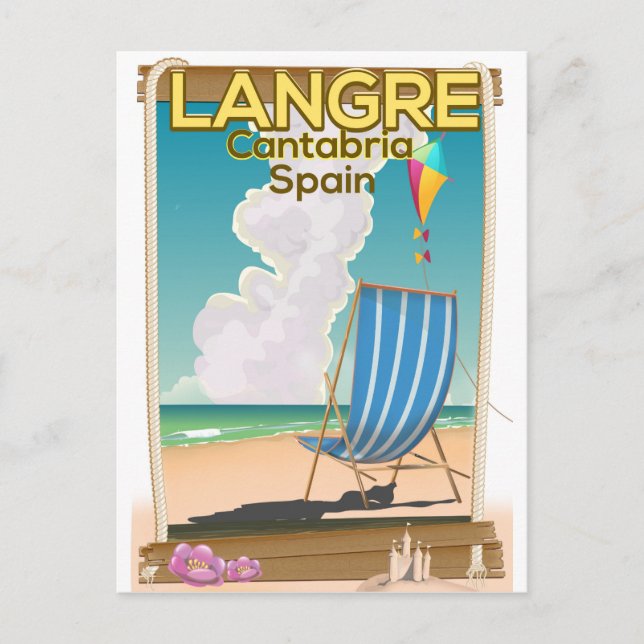 Postal Póster de la playa de Langre, Cantabria España (Anverso)