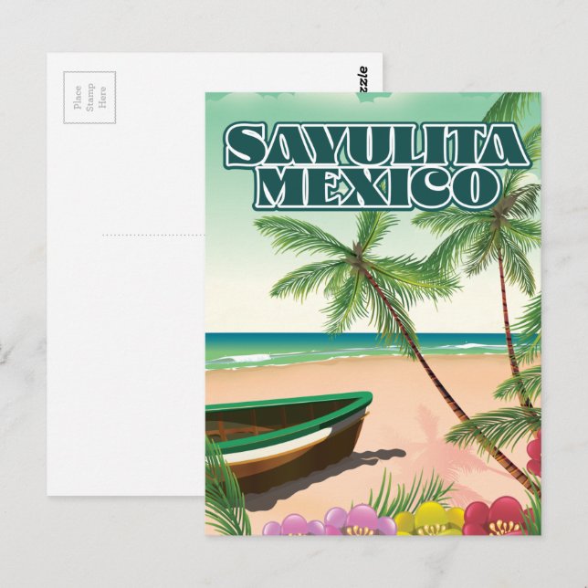 Postal Póster de la playa Sayulita México (Anverso / Reverso)