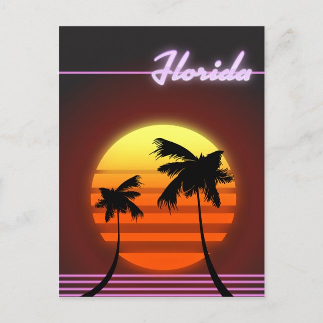 Postal Póster de la puesta de sol de Florida 1984 (Anverso)