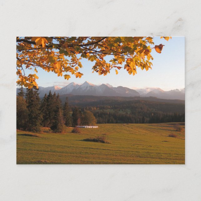 Postal Poster de la puesta de sol de Tatras en otoño (Anverso)