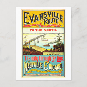 Postal Poster de la Ruta de Evansville Vintage, Nashville