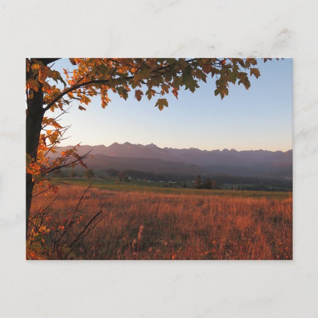 Postal Poster de la salida del sol de Tatras en otoño (Anverso)