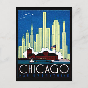 Postal poster de la visita a Chicago en 1930