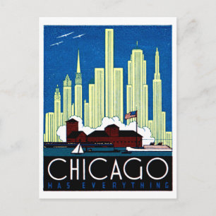 Postal poster de la visita a Chicago en 1930