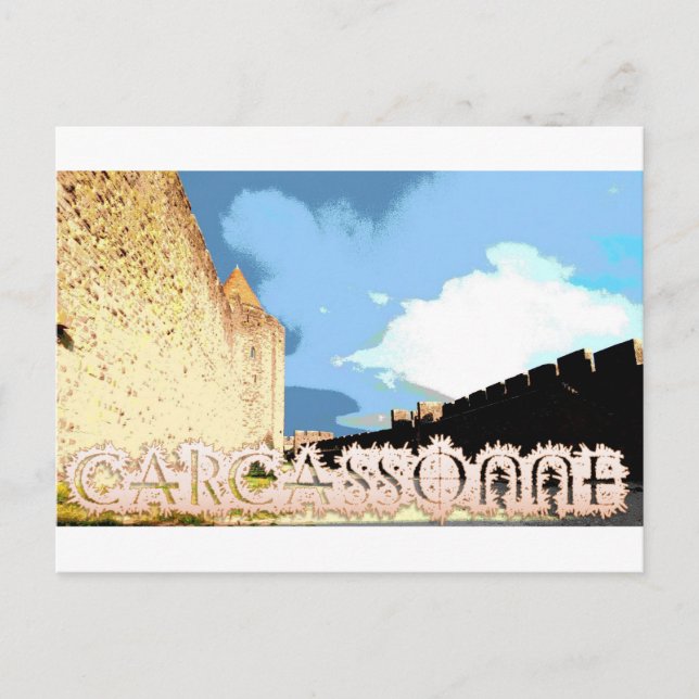 Postal Poster de las murallas de la ciudad de Carcassonne (Anverso)