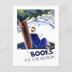 Postal Poster de lectura "Libros para sus vacaciones" vin