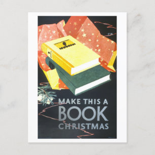 Postal Poster de libros navideños de época
