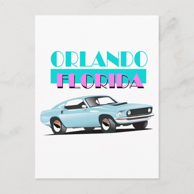 Postal Póster de los 80 de Orlando Florida (Anverso)