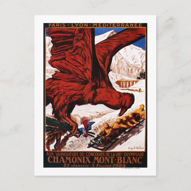 Postal poster de los Juegos Olímpicos de Invierno de 1924 (Anverso)