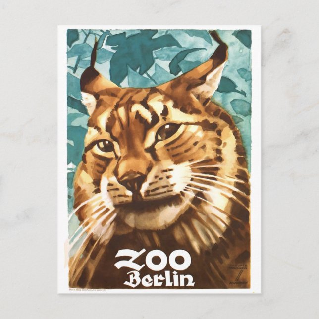 Postal poster de Ludwig Hohlwein Berlin Zoo Lynx (Anverso)