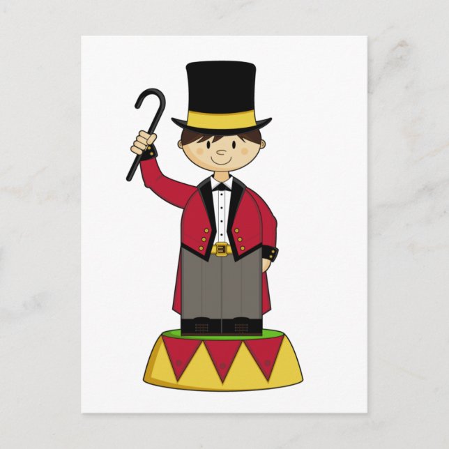 Postal Póster de Maestro de Ceremonias de Circo Adorable (Anverso)