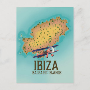Postal Póster de mapa de Ibiza Islas Baleares