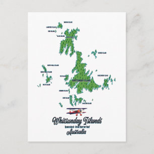 Postal Poster de mapa de Islas Whitsunday Australia