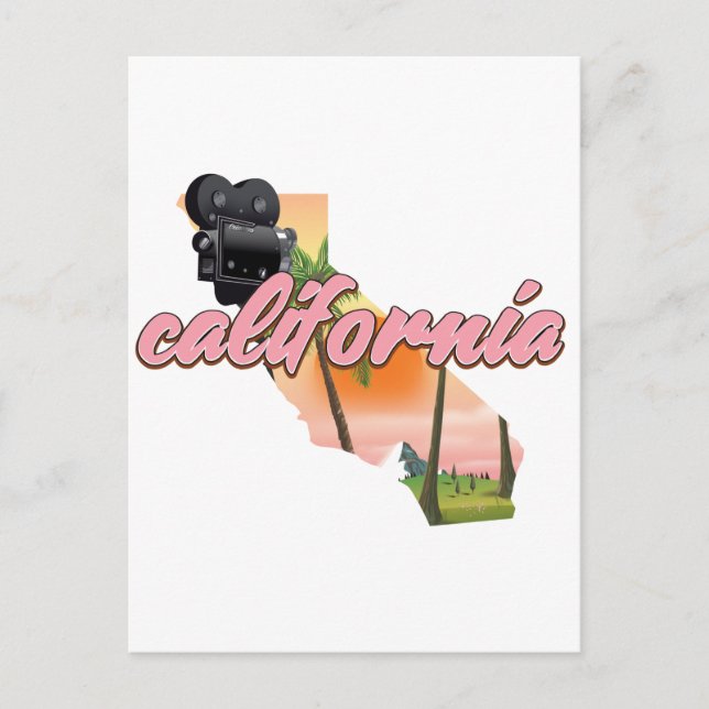 Postal Poster de mapas de California USA (Anverso)